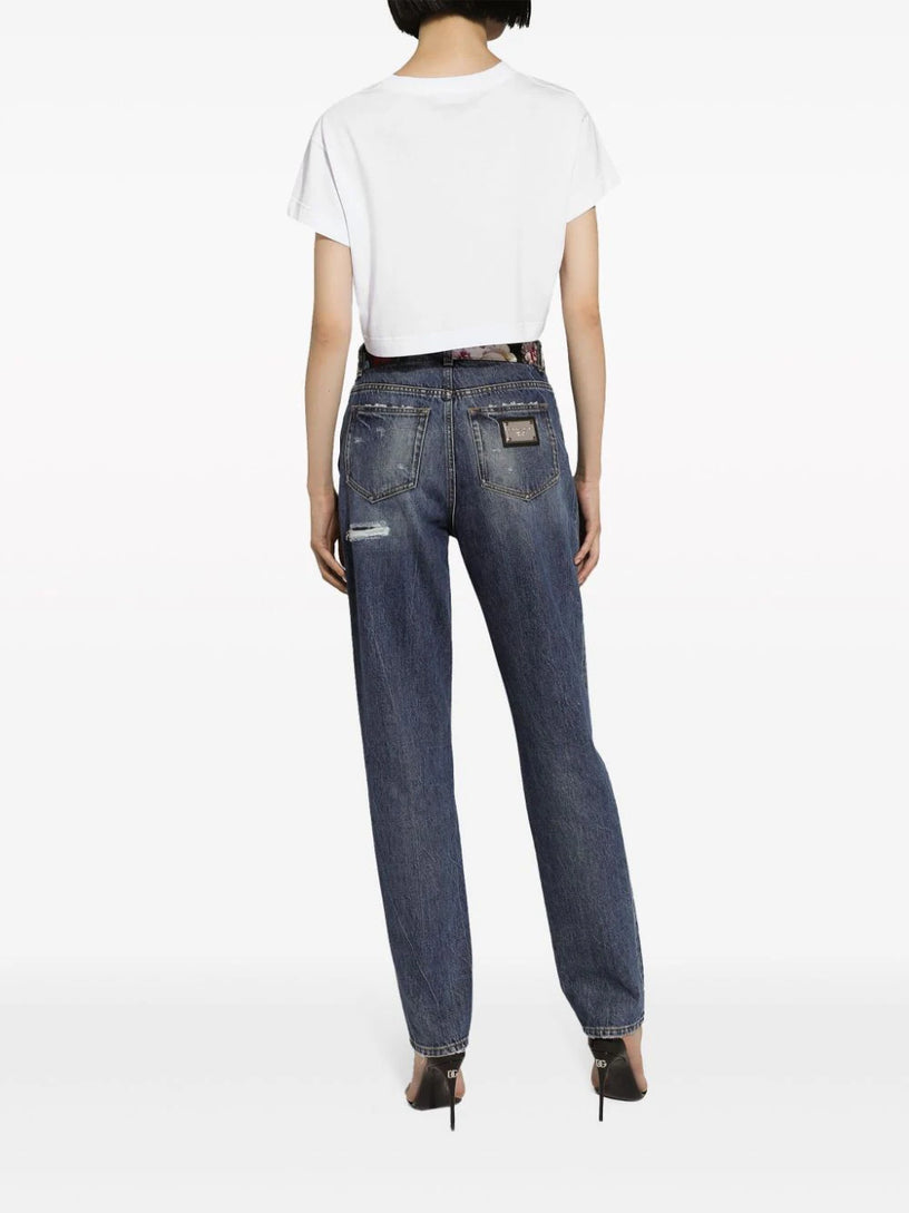 Denim jeans with rips