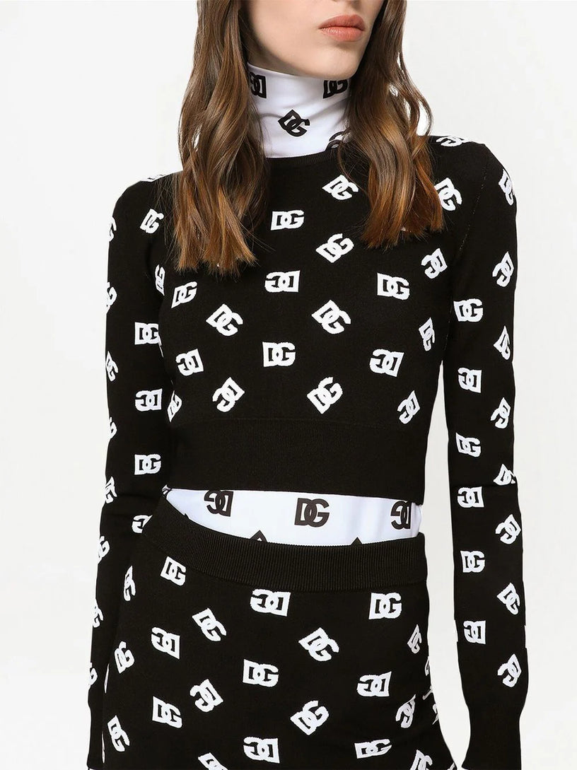 Cropped jacquard sweater with DG logo