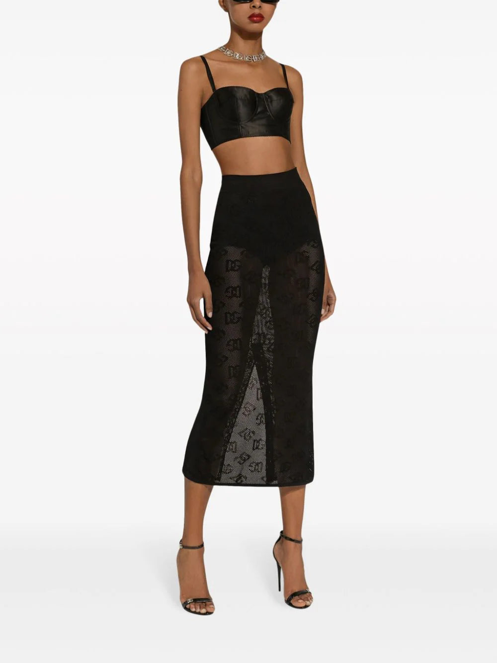 Pencil skirt with jacquard DG logo