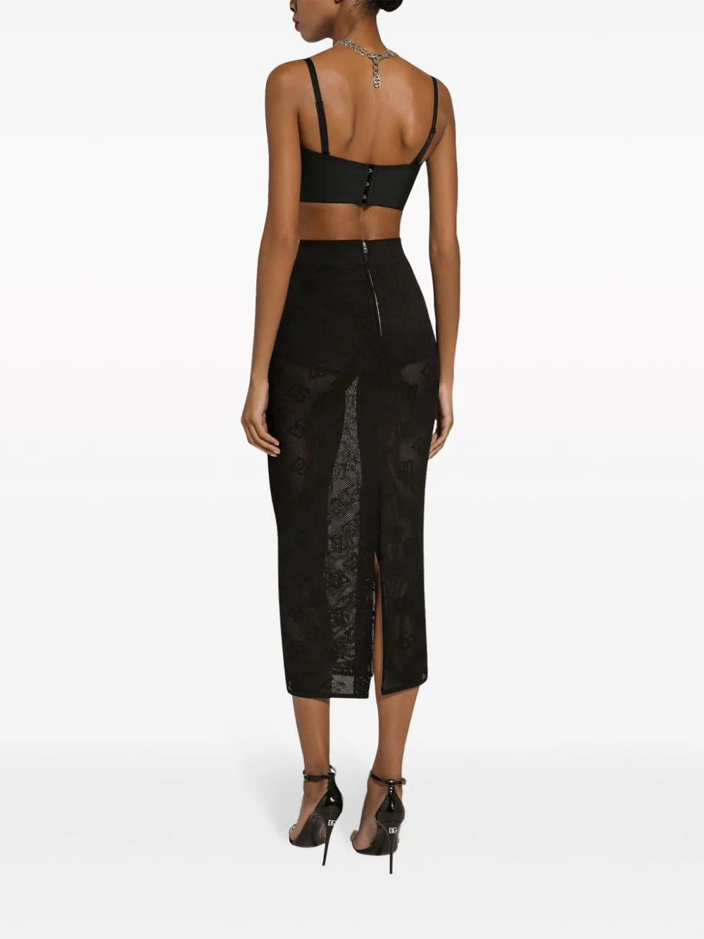Pencil skirt with jacquard DG logo