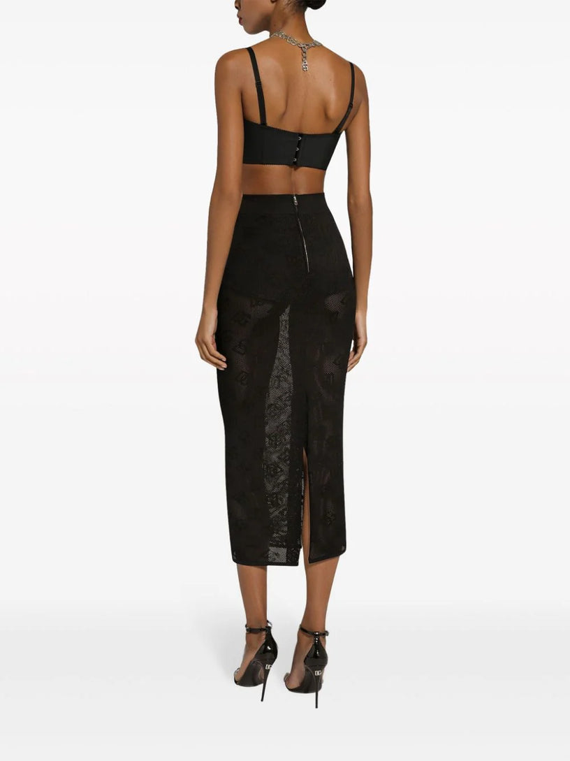 Pencil skirt with jacquard DG logo