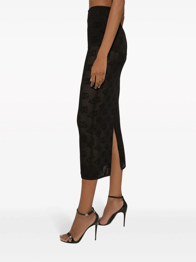 Pencil skirt with jacquard DG logo
