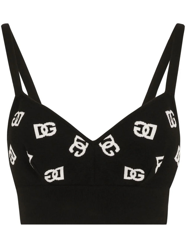 Viscose bralette top with DG Jacquard logo