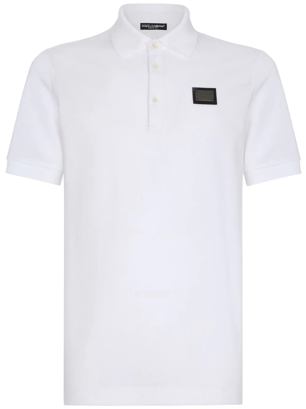 Piqué Polo-Shirt with Branded Tag Dolce & Gabbana Bianco | Grifo210