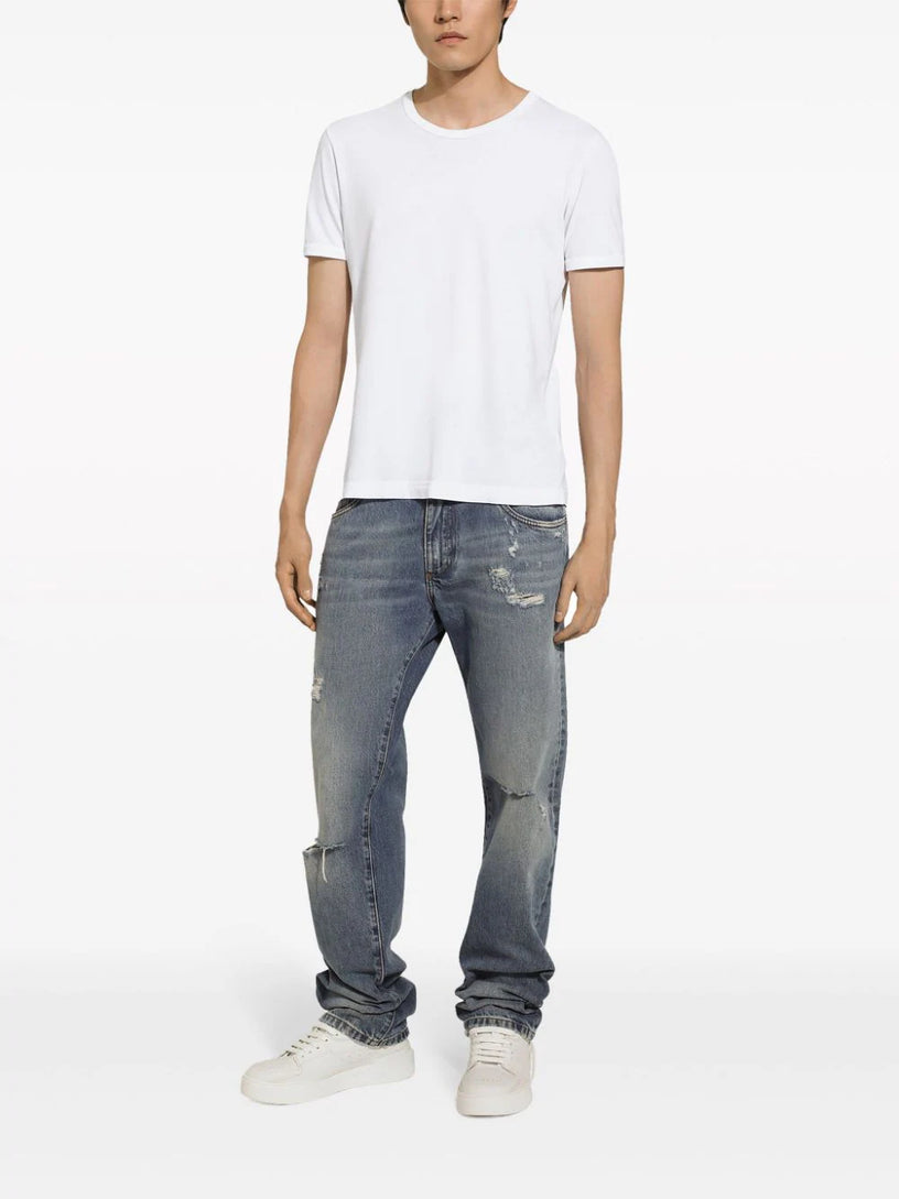 Distressed wide-leg jeans