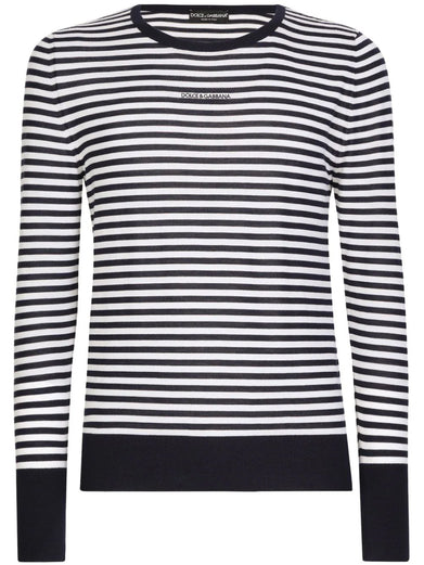 Sweater in striped virgin wool