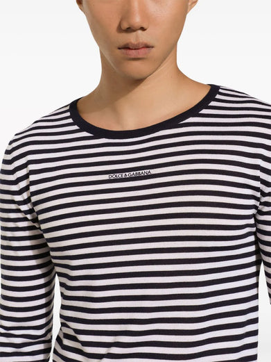 Sweater in striped virgin wool
