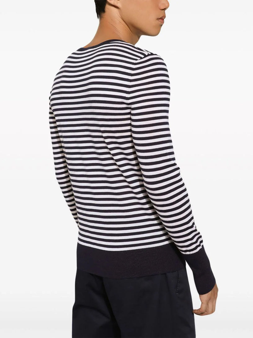 Sweater in striped virgin wool
