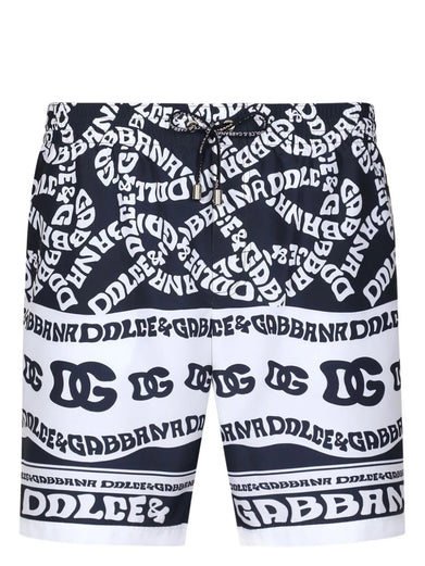 Mid-length swim trunks with Marina print