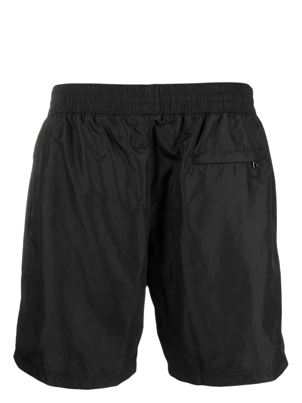 Mid-length swim trunks with branded plate