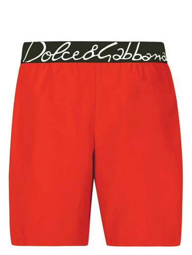Mid-length light nylon swim trunks with Dolce & Gabbana logo
