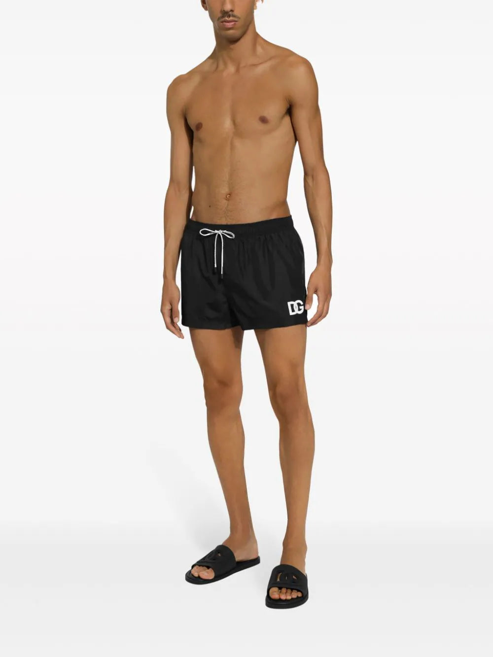 Mid-length swim trunks with DGVIB3 print and logo