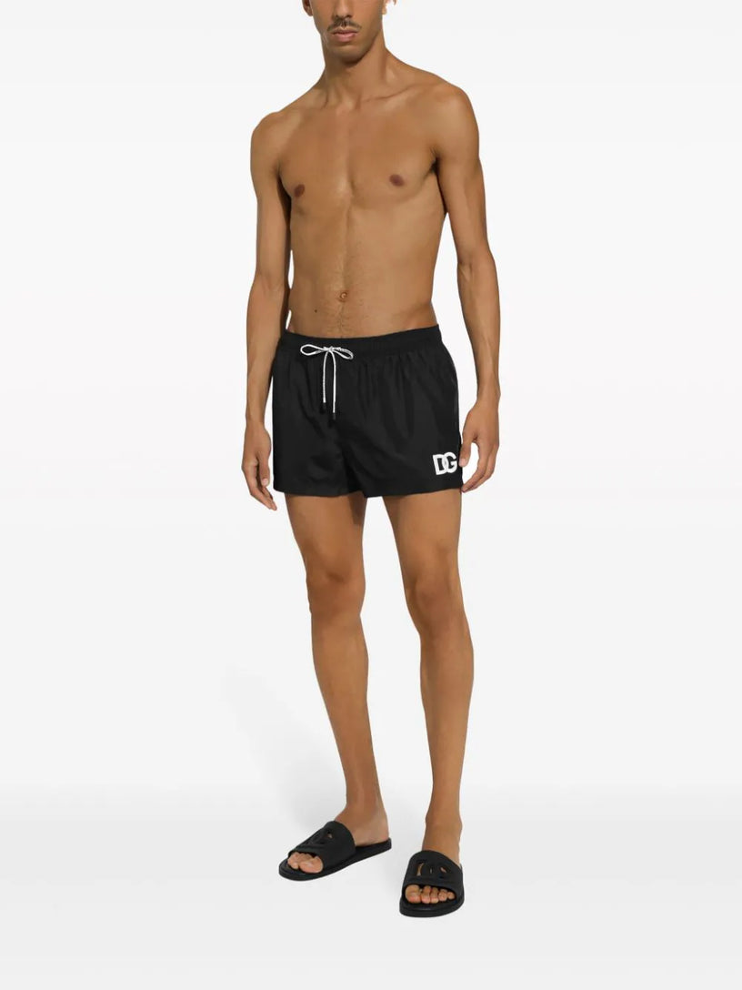 Mid-length swim trunks with DGVIB3 print and logo