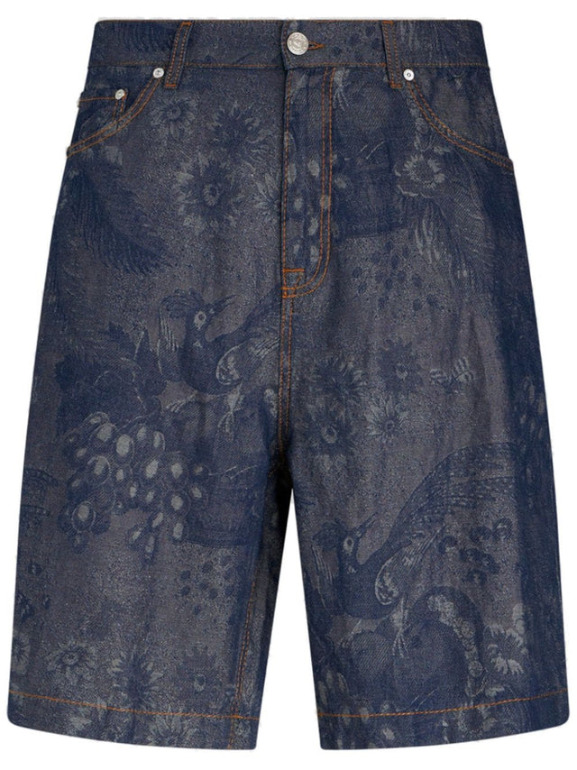 Jacquard denim bermuda shorts