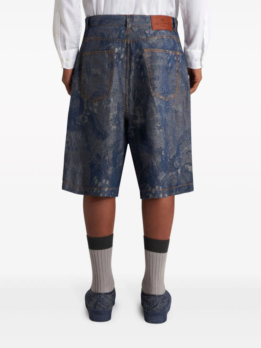 Jacquard denim bermuda shorts