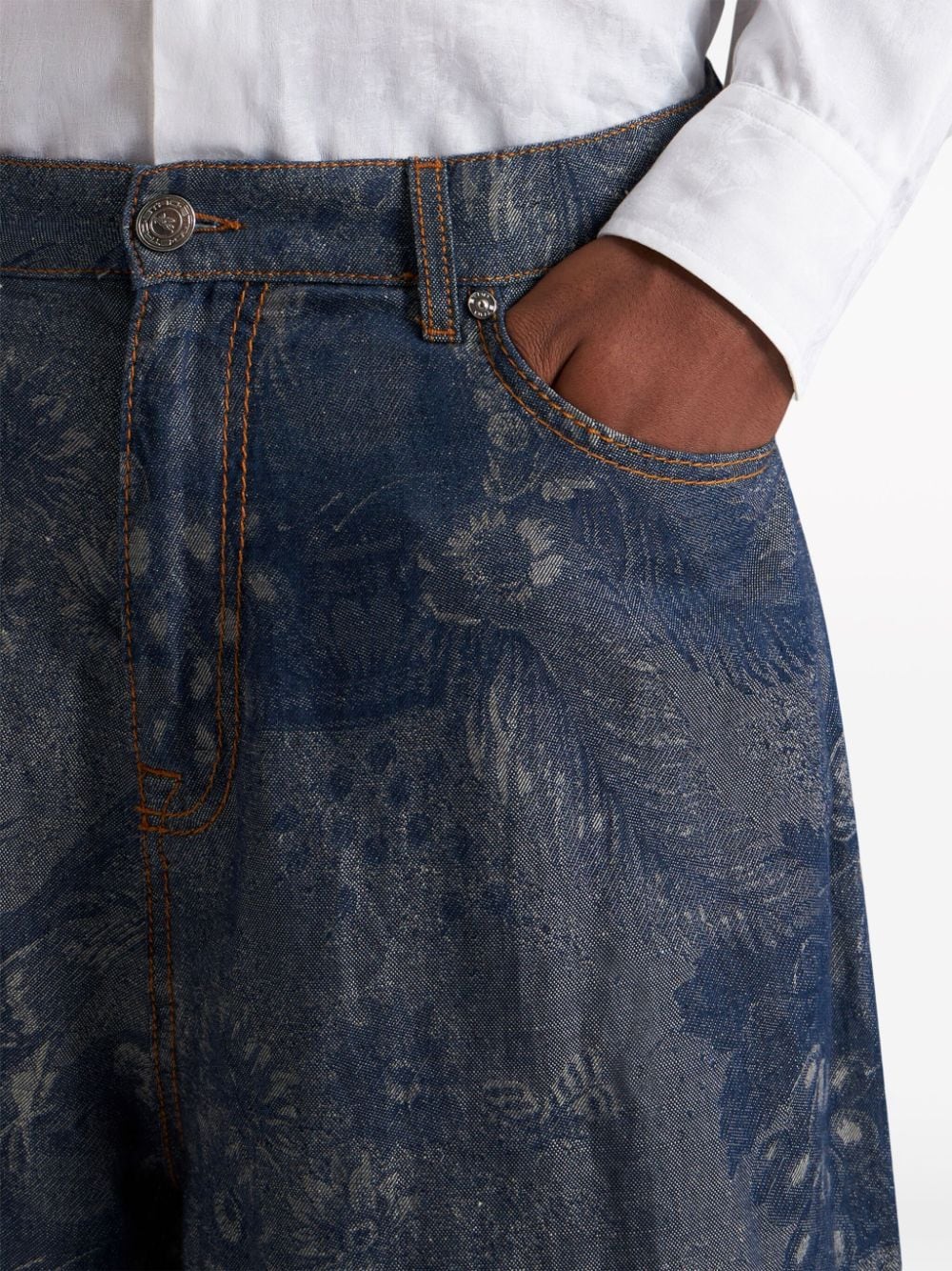 Jacquard denim bermuda shorts