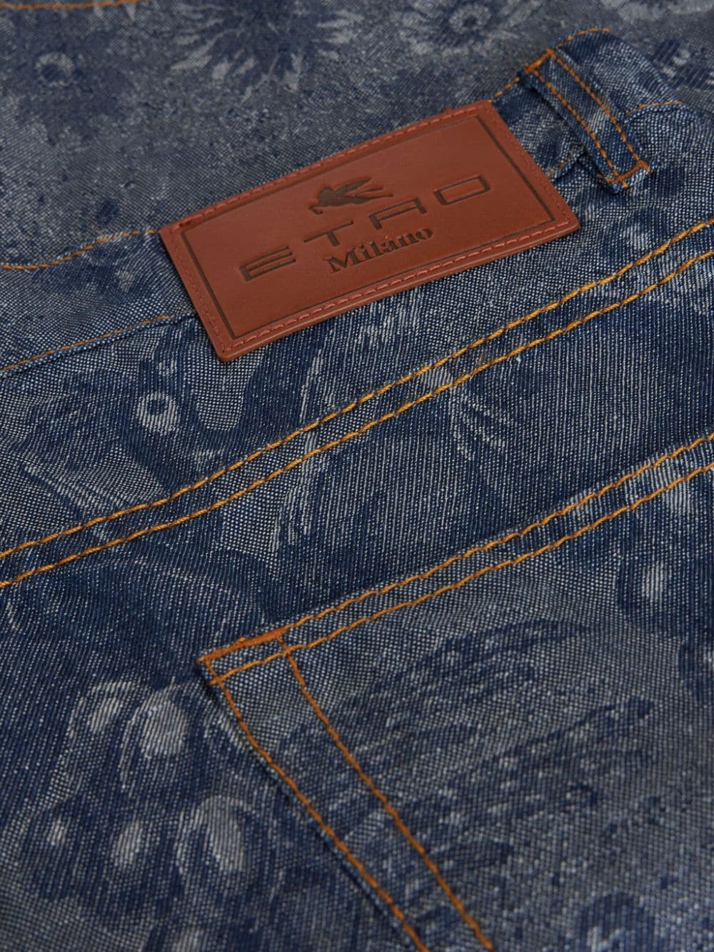 Jacquard denim bermuda shorts