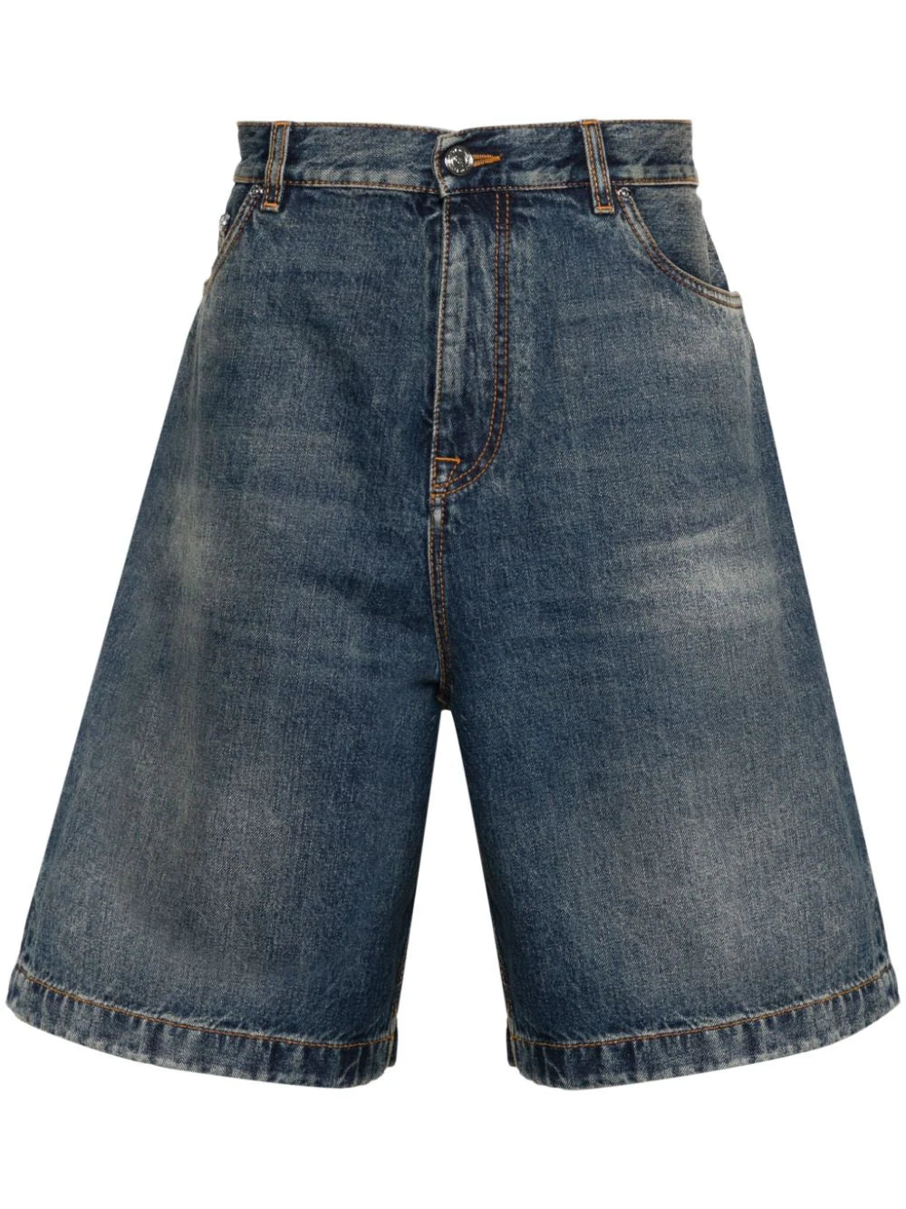 Pegaso-embroidered denim shorts