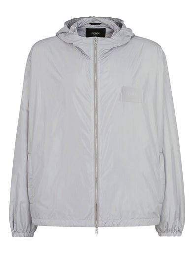 Grey nylon windbreaker