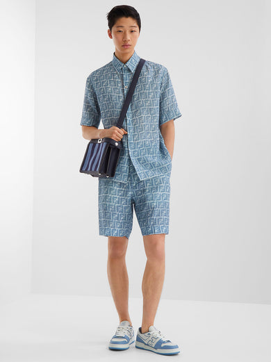 Blue FF linen shorts