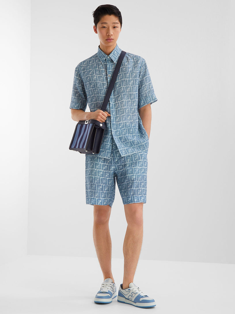 Blue FF linen shorts