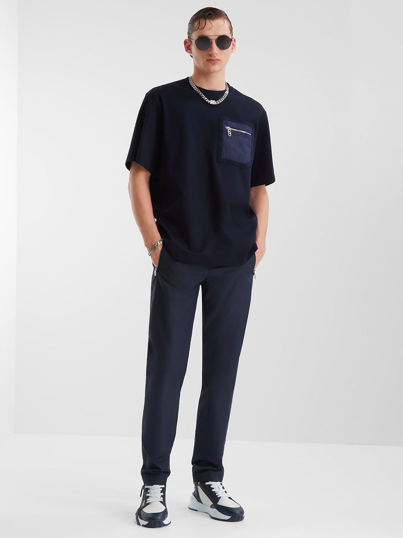 Blue technical cotton trousers