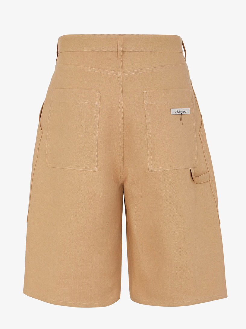 Beige canvas Bermuda shorts