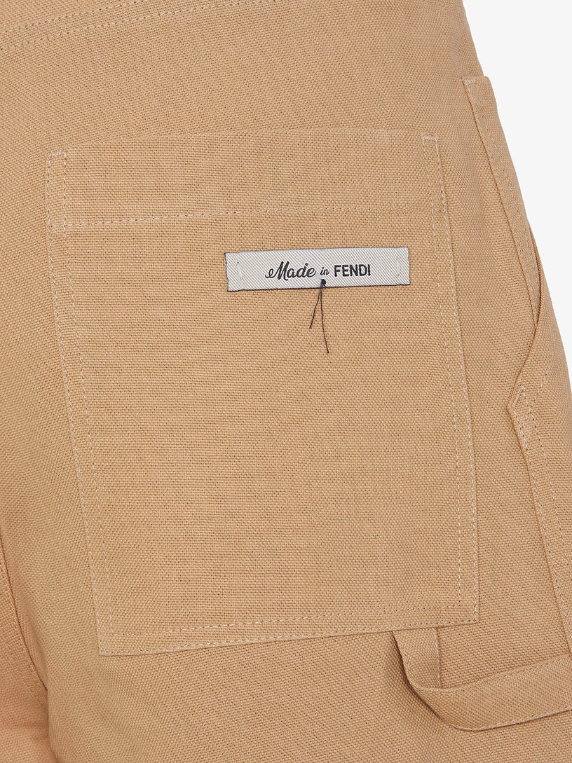 Beige canvas Bermuda shorts