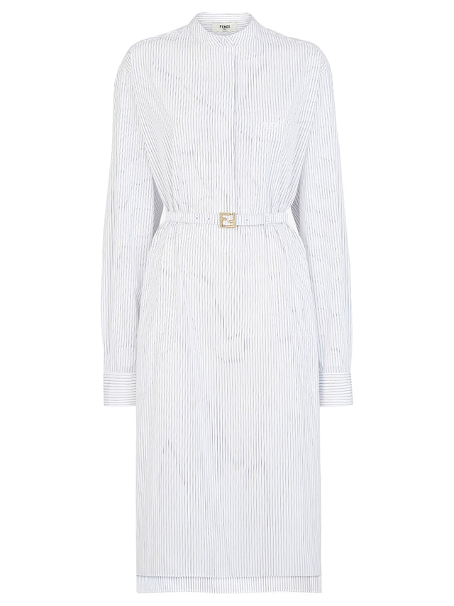 White pinstriped cotton dress