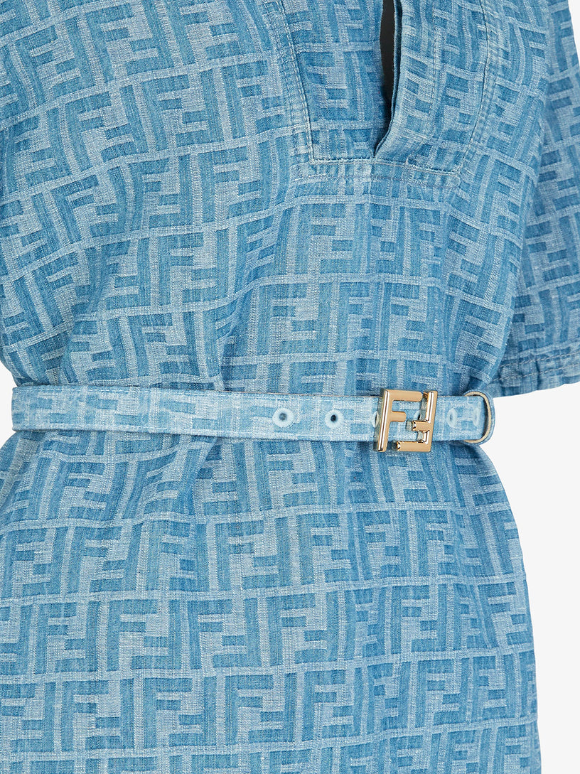 Light blue FF denim dress FENDI Azzurro