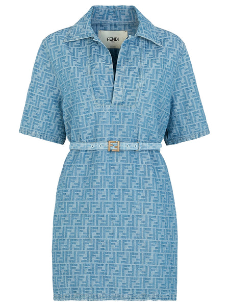 Light blue FF denim dress FENDI Azzurro | Grifo210