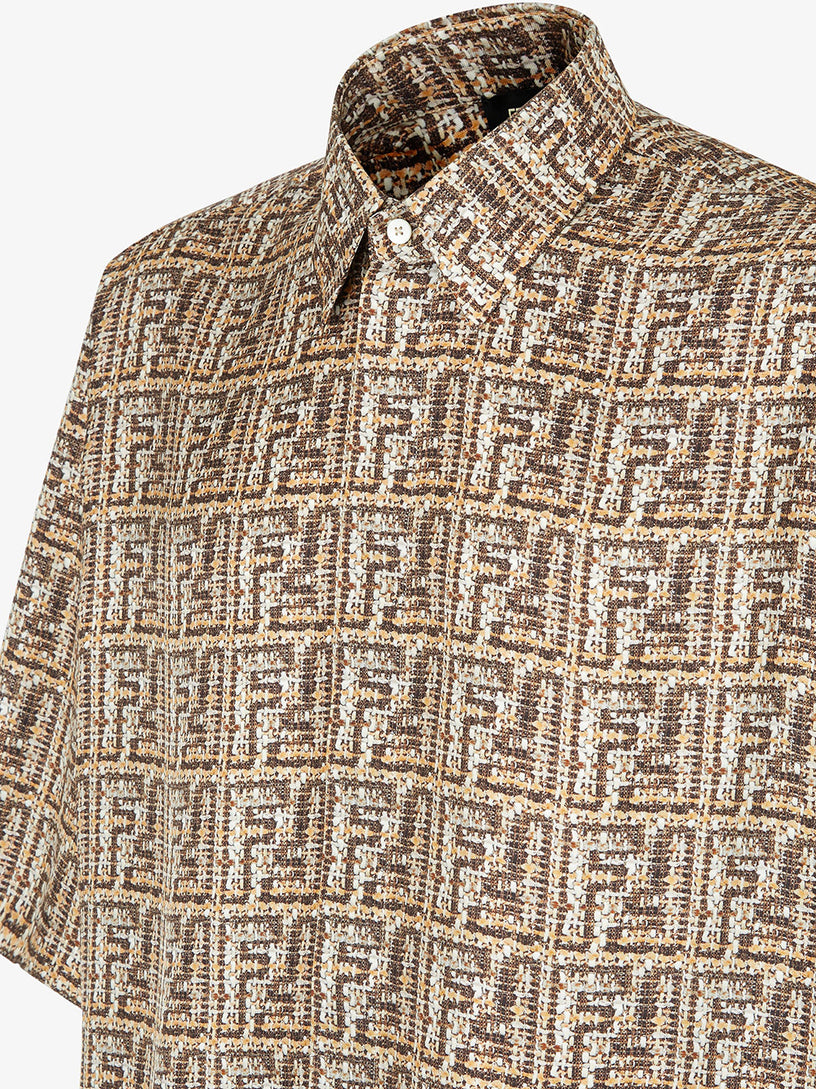 fendi dress shirt Beige FF silk shirt FENDI Marrone