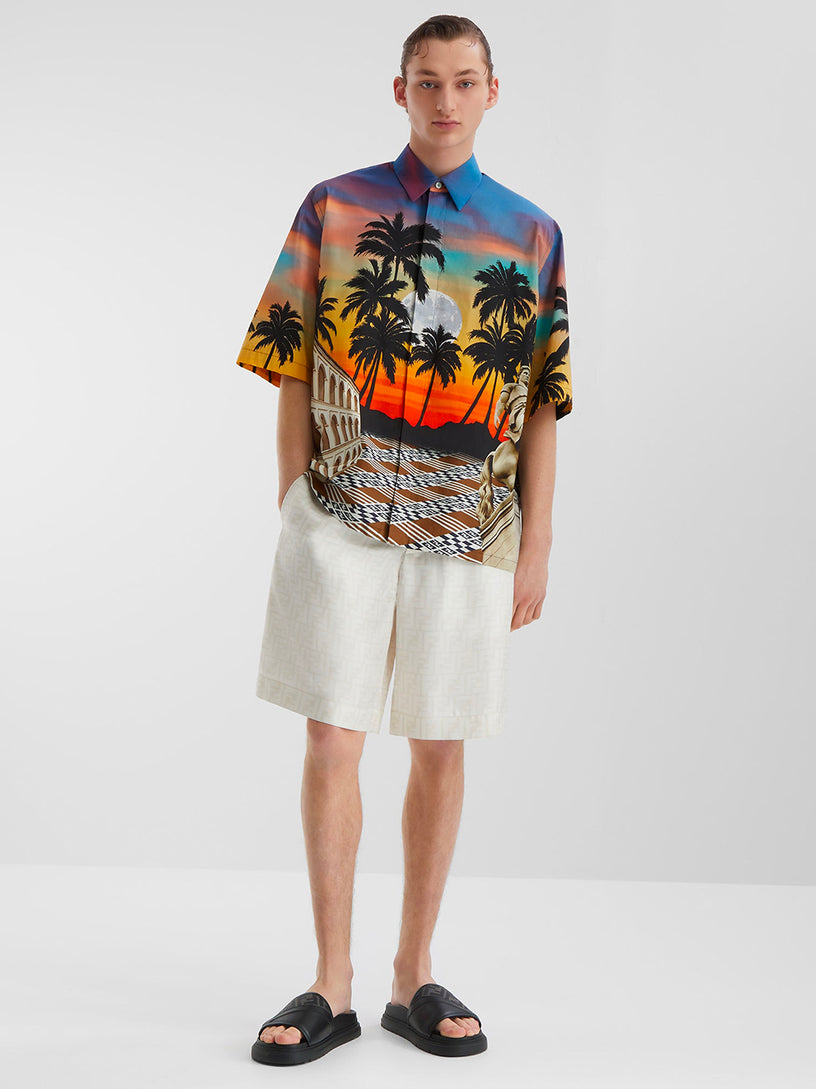 Multicoloured printed poplin shirt