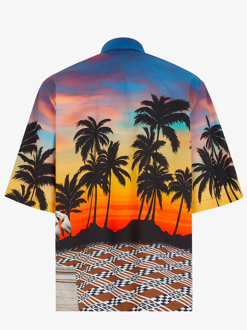 Multicoloured printed poplin shirt