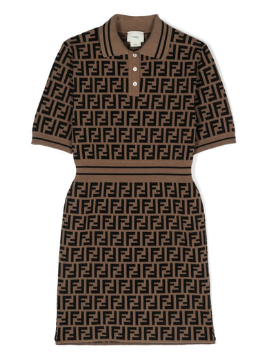 Knitted dress for girls with FF motif
