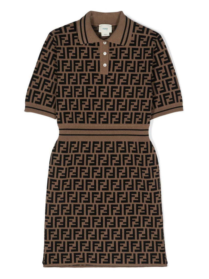 Knitted dress for girls with FF motif