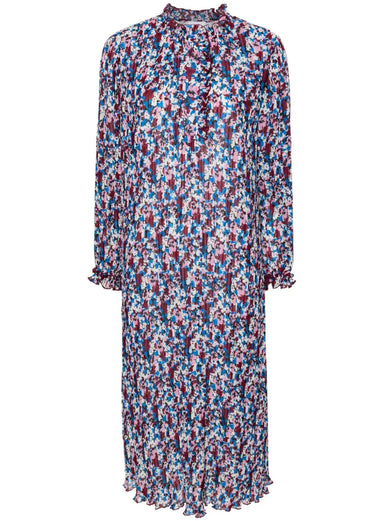 Multicolour Pleated Georgette Midi Dress