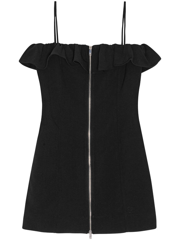 ganni bonded crepe mini dress Black bonded crepe strap mini dress GANNI Nero