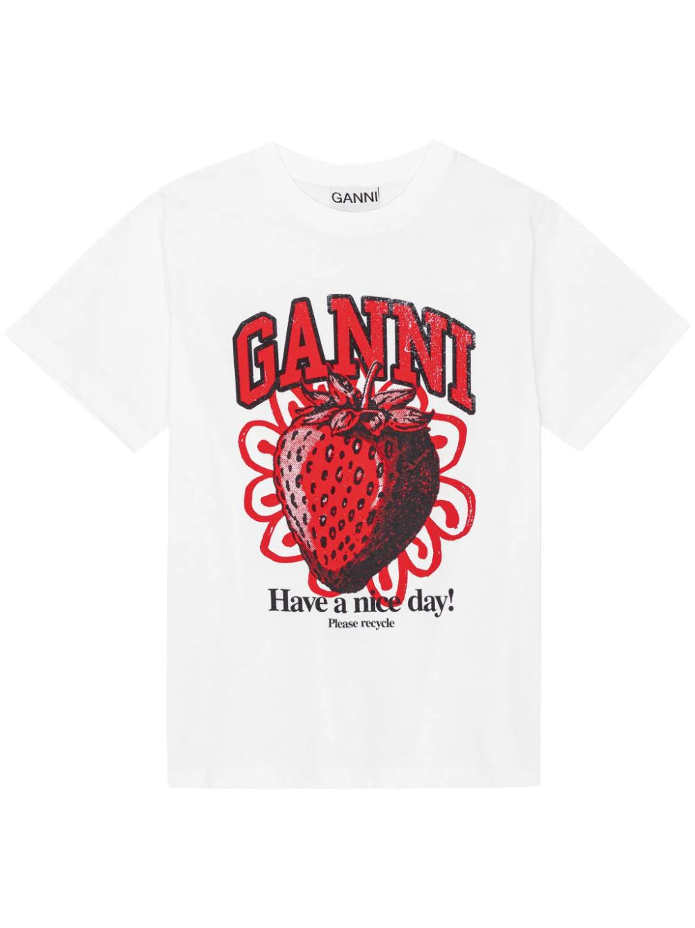 Relaxed Strawberry T-shirt GANNI Bianco | Grifo210