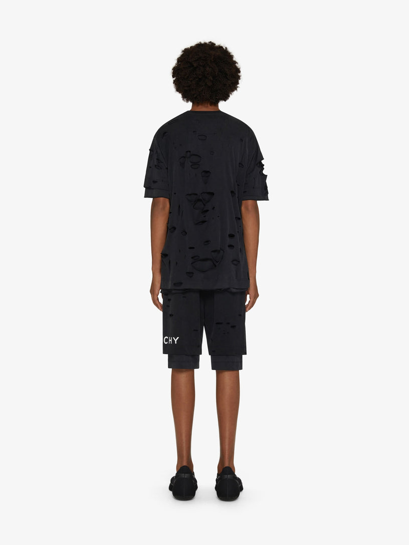 GIVENCHY bermuda shorts in felpa with destroyed effect