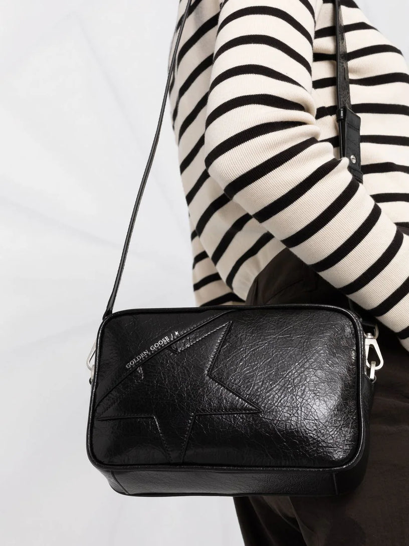 Shiny leather shoulder bag