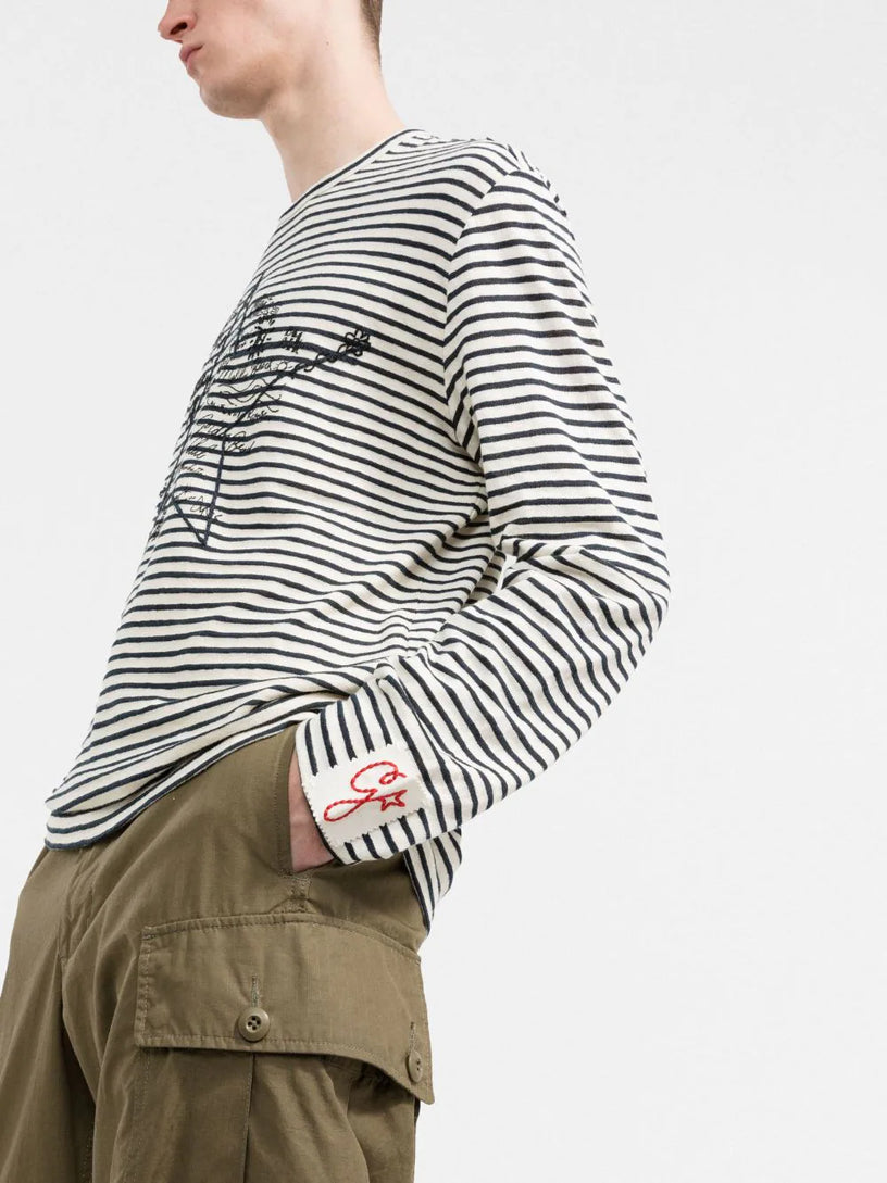 Long-sleeved striped T-shirt