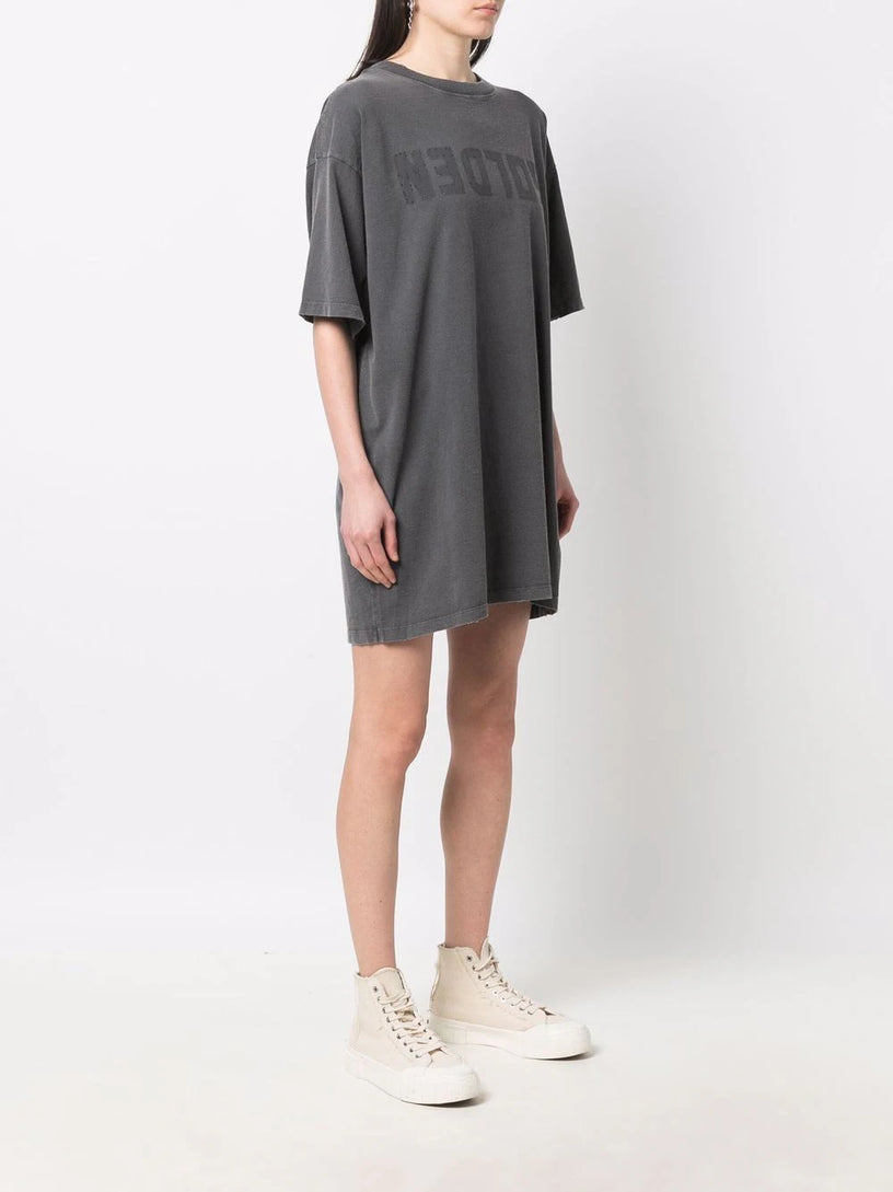 T-shirt dress with distressed treatment