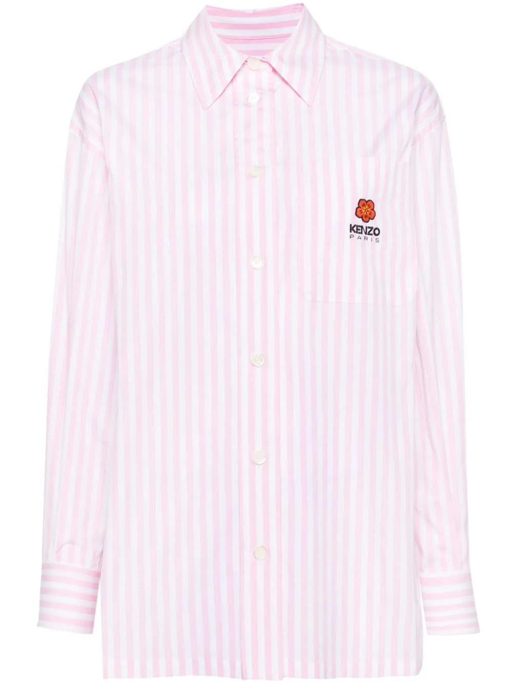 Oversized striped shirt with embroidery