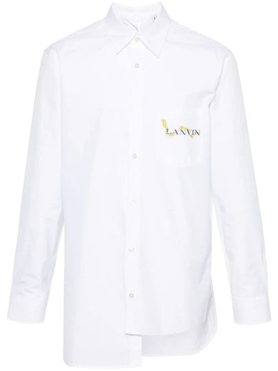 Logo-print asymmetric shirt