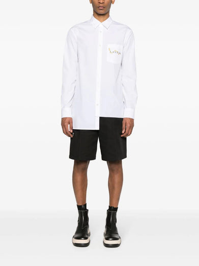 Logo-print asymmetric shirt