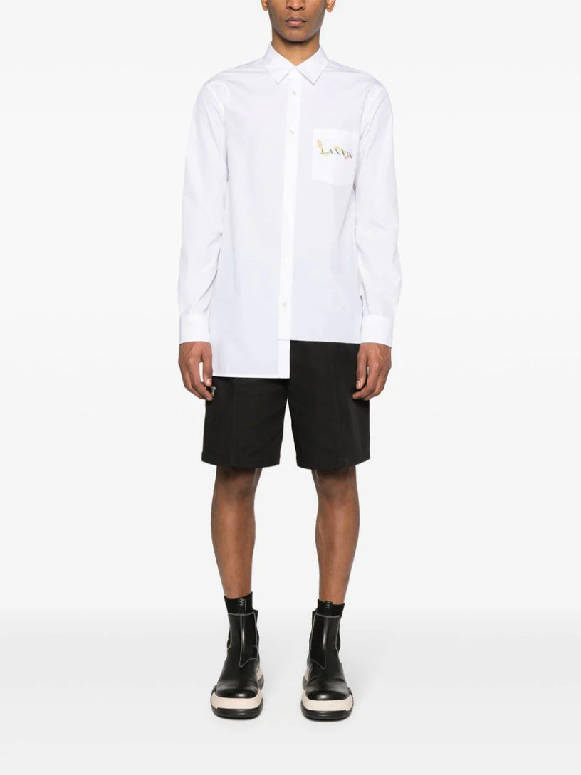 Logo-print asymmetric shirt