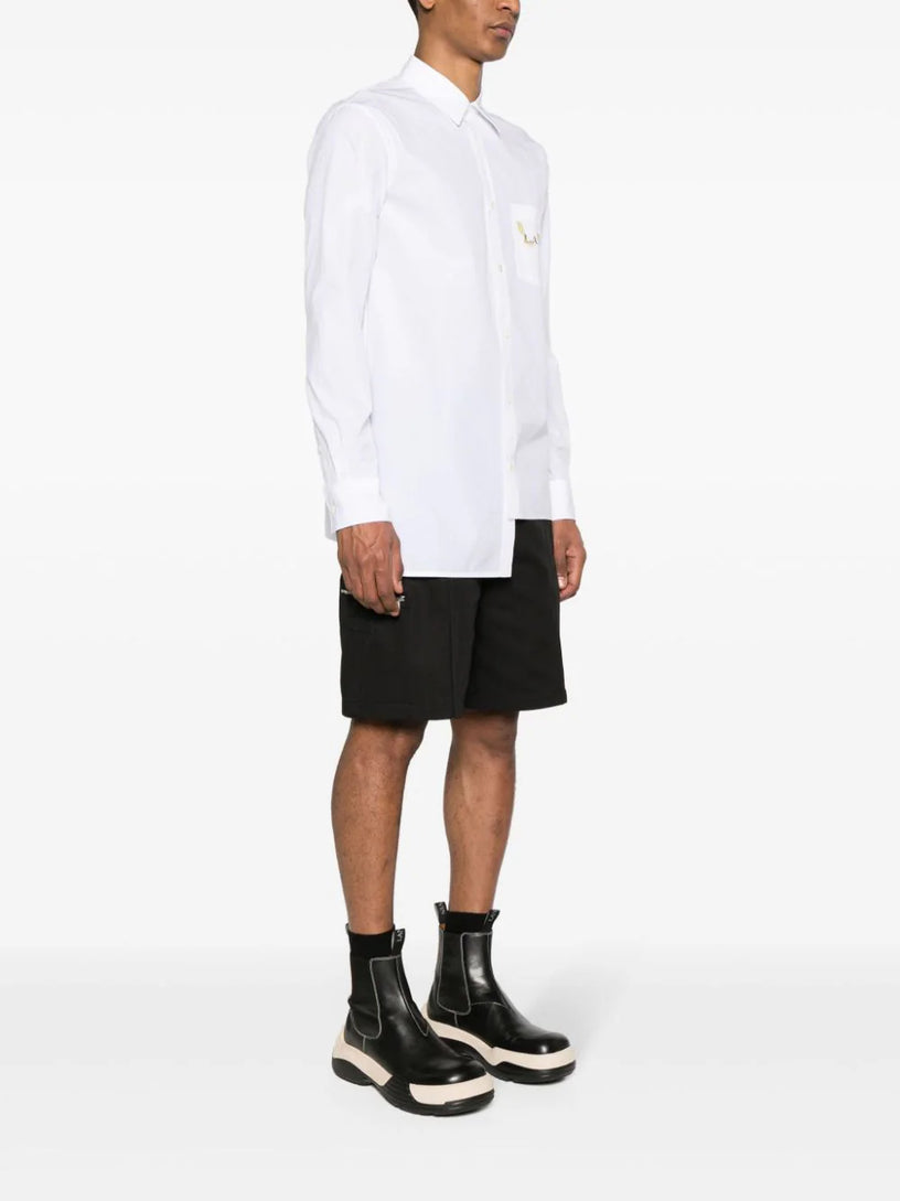 Logo-print asymmetric shirt