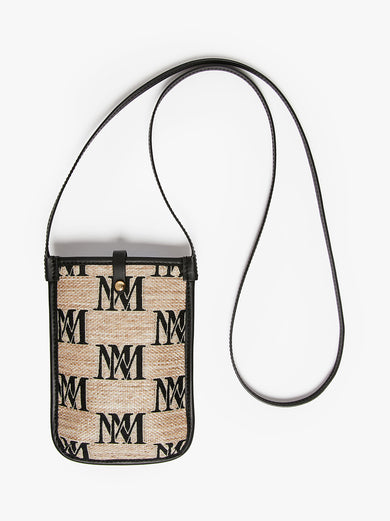 Jacquard raffia-effect fabric smartphone holder