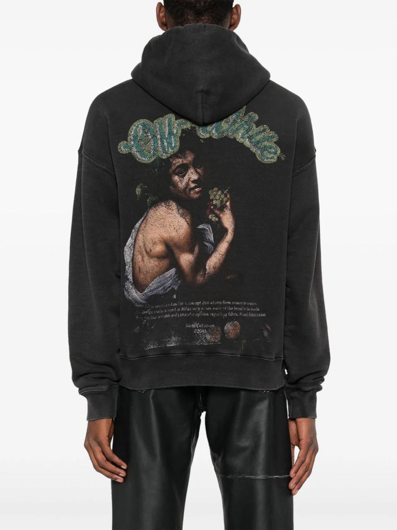 Skate sweatshirt with hood and Bacchus graphics